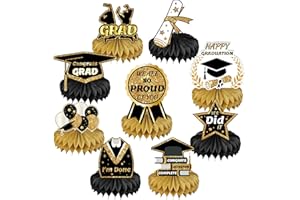 CLOMAY Graduation Decorations Class of 2024, 9PCS 2024 Graduation Party Decorations,Congrats Grad Table Centerpiece Congratulate Graduation Honeycomb Table Toppers for Graduation Party Supplies