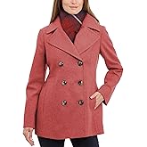 LONDON FOG Women's Plus-Size Double Breasted Peacoat with Scarf