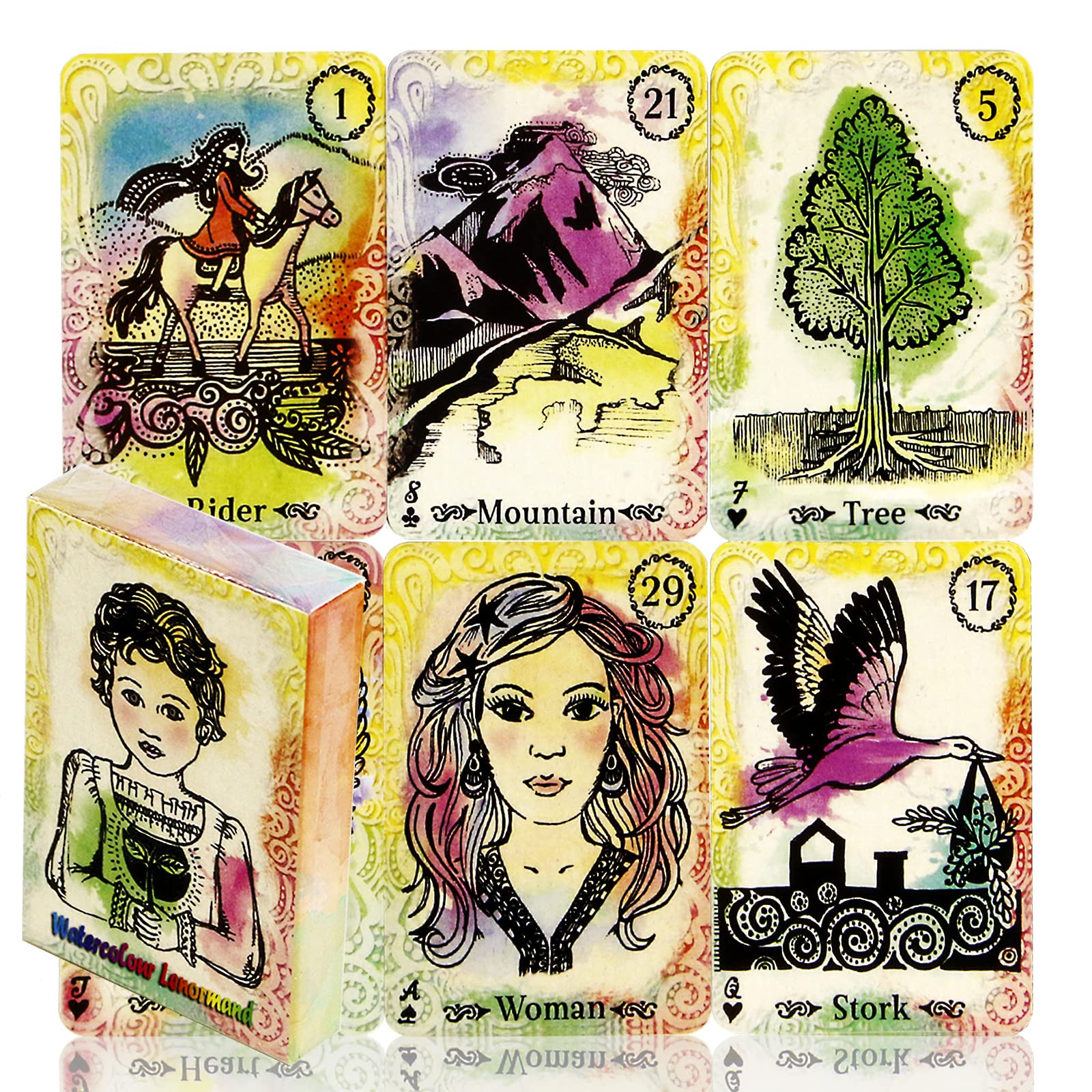 Modern Sibyl Lenormand Oracle Cards, A 36-Card Deck Hand Drawn by Artists
