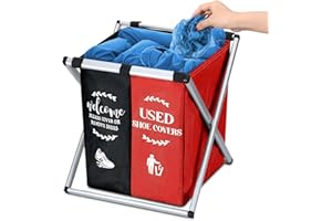 Mubozest Shoe cover dispenser，Fodable shoes covers，Shoe cover box ，Shoe cover storage for indoors open House Supplies，House indoor guest supplies（Red，Black）