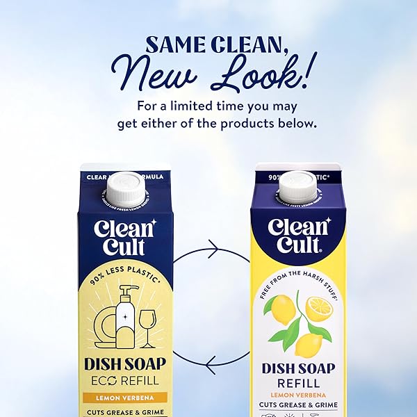CLEANCULT DISH SOAP LIQUID REFILL (32OZ, 1 PACK) – PLANT BASED CLEANING POWER – DISH SOAP THAT CUTS GREASE & GRIME – FREE OF HARSH CHEMICALS – USES 90% LESS PLASTIC – LEMON VERBENA