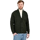 SAOL Men's Cardigan Merino Wool Knit Shawl Collar Casual Sweater with Buttons