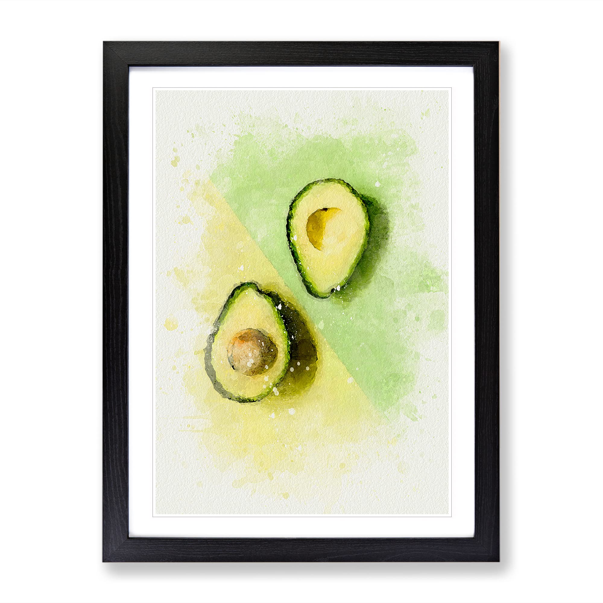 Avocado Split In Abstract Modern Framed Wall Art Print, Ready to Hang Picture for Living Room Bedroom Home Office Décor, Black A3 (34 x 46 cm)