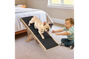 iPetba Dog Ramp for Bed & Couch for Small Dogs - Joint-Friendly, Anti-Slip, Folding, Adjustable, Portable, Up to 35 lbs