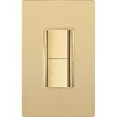 LIDER Dual Rocker Light Switch and Slide LED Dimmer, Combination Light Switch and Dimmer, 1-Pole, No Neutral Required, Wall Plate Included, UL Listed, Thermoplastic, Matte Gold, 1-Pack