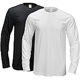 Dicodoum 2 Pack Mens Long Sleeve Tee Shirts, Crewneck Quick Dry Breathable Athletic Activewear Running Polyester T-Shirt