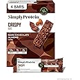 Simply Protein - Dark Chocolate Almond Crispy Bars - Plant Based Protein Bars - Low Carb, Low Sugar, High Fiber - 13g Protein, 2g Sugar, 7g Fiber - Vegan, Gluten Free, Non GMO, Kosher - 4 Bars