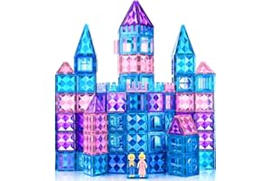 BENOKER 102PCS Ice Castle Magnetic Tiles, 3D Building Blocks STEM Educational Kids Toys for Pretend Play, 3 4 5 6 7 8 Year Old Birthday Gifts for Boys and Girls, Preschool Learning Toys for Birthday