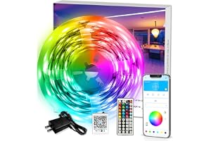DAYBETTER LED Strip Lights 110ft, RGB Music Sync Smart App Control 1 Roll | Bluetooth color changing, 44-key remote, timer me