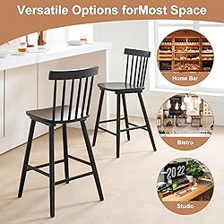 ClinQ Windsor Wooden Black Bar Stools Set of 4 for