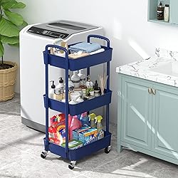Sywhitta 3-Tier Plastic Rolling Utility Cart with