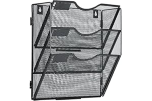 superbpag 3 Pocket Hanging Wall File Organizer, Wall Mounted Mail Document Holder Paper Storage Rack, Wall Organization for Office Home Classroom, Black