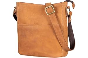LEABAGS Leather Crossbody Bag - Vintage Genuine Buffalo Leather Handbag - Shoulder Messenger Bag Men Women Briefcase Milano