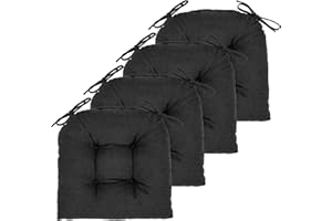 JAMPAYANG Chair Cushion, 4 Pack Chair Cushions for Dining Chairs, Chair Pads and Mat with Ties for Indoor Kitchen Seat and Desk (4 Count - 17 x 16 in, Black)