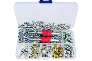 ARACEY 112 Pcs Air Conditioning Schrader Valve Cores for Car Home A/C Accessories R12 R134a Refrigeration Tire Valve Stem Core with Double Head Dual Dismantling Remover Installer Tool Assortment Kit