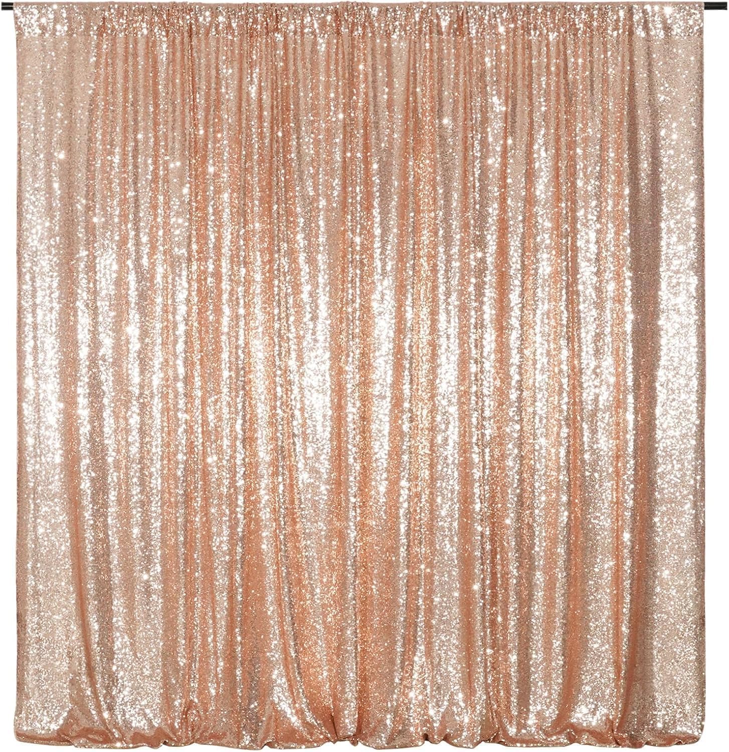 3E Home Rose Gold Sequin Backdrop,122x213cm(4Ftx7Ft) Glitter Photo Booth Background for Birthday Wedding Baby Shower Party Decoration