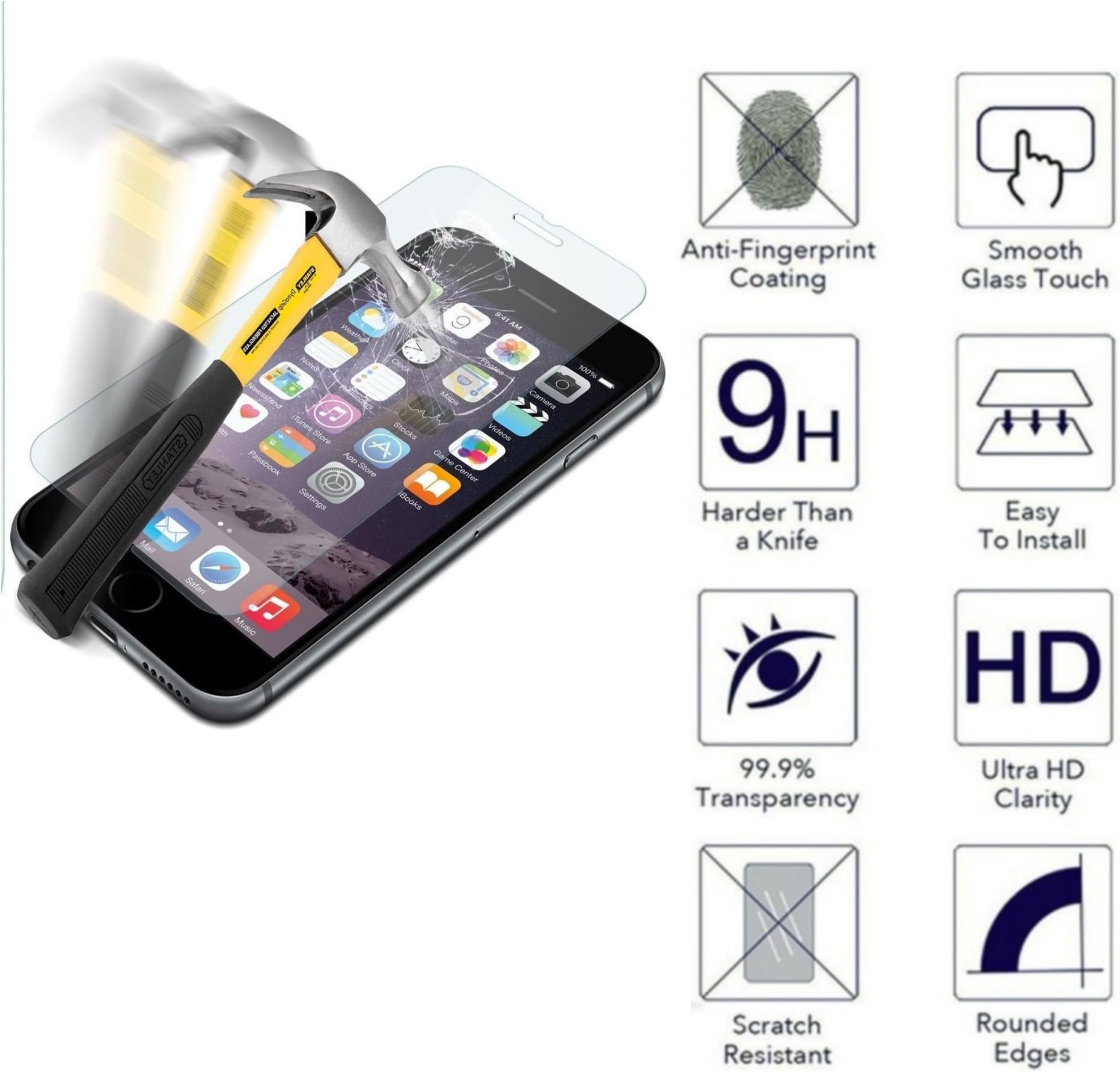 Anti-scratch Transparent LCD Screen Protector Anti-Shock 9H Hardness Tempered Glass Film for Huawei Y52 Touch Function, Y5 2 II (cun-l21)