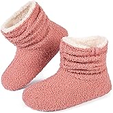 LongBay Women’s Warm Curly Fur Bootie Slippers Comfy Plush Fleece Boots Memory Foam House Shoes