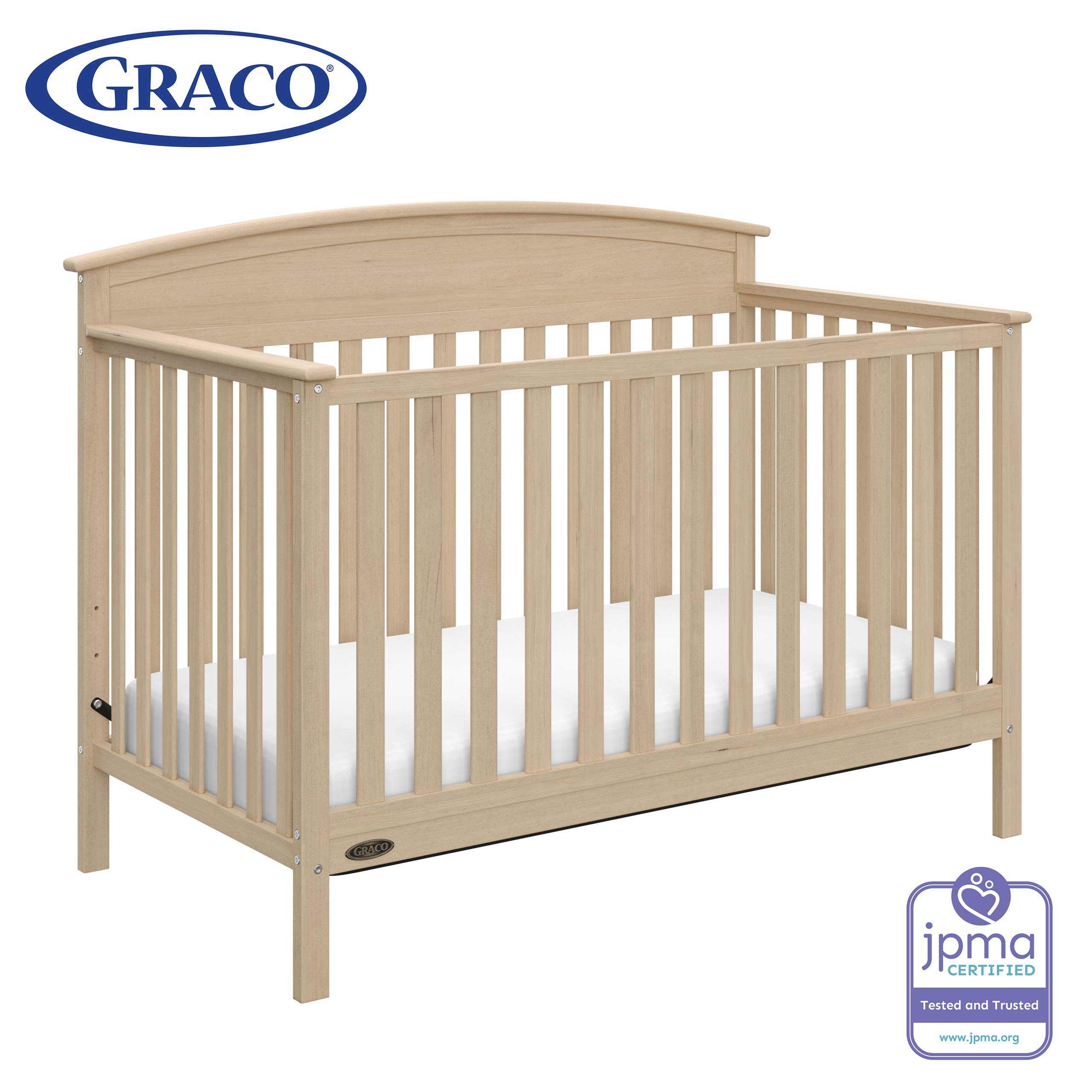 Graco Benton 4-in-1 Convertible Crib (Driftwood) – Easily Converts to Toddler Bed, Daybed or Full-Size Bed with Headboard, 3-Position Adjustable Mattress Support Base