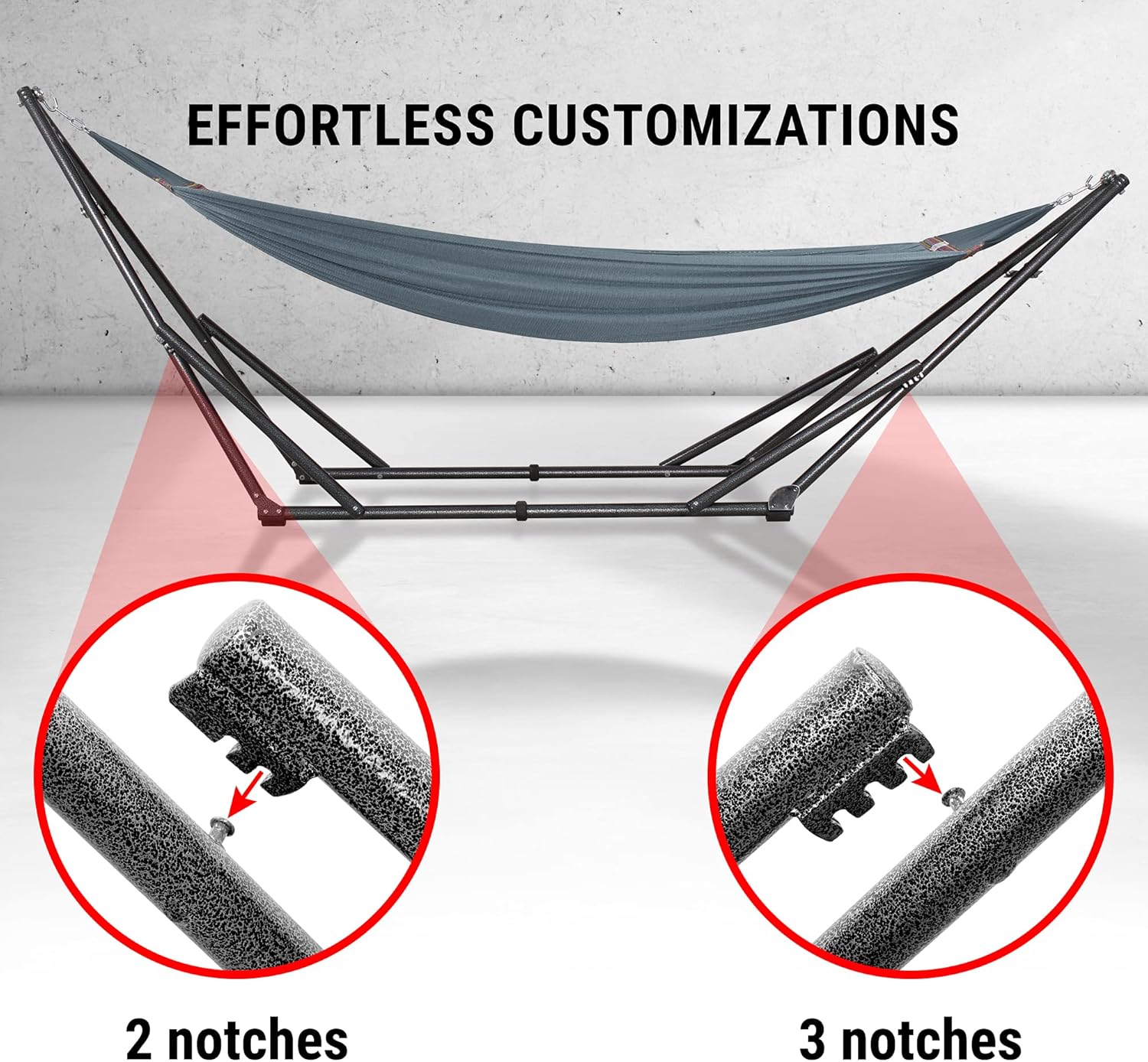 Tranquillo YW2N Universal Hammock Stand-1.2mm Thickness Steel Frame with Hanging Net, Double, Grey : Garden & Outdoor