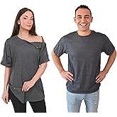 Inspired Comforts Unisex Post Surgery & Rehab Dual Access Crew Neck Snap Shirt