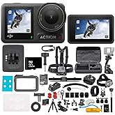 DJI Osmo Action 4 Camera Standard Combo - Waterproof Action Camera with 4K UHD Video, 1/1.3" Sensor, Stabilization, Dual Screens, for Vlogging, Travel & Sports + 32GB Card & 50 Piece Accessory Kit