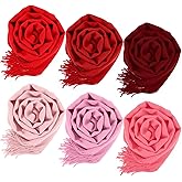 Tivi Tovo 6 Pack Unisex Plain Solid Color Winter Scarf Bulk Cold Weather Fringe Scarfs Long Scarves Warm Soft Classic for Travel Party Evening Winter Holiday Gift 79 x 28 Inches