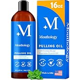 Mouthology Coconut Oil Pulling for Teeth and Gums 16oz (Made in USA), Whitening Pulling Oil Coconut Mint Mouthwash for Fresh Breath Ayurvedic Oil Pulling Mouth Gum Health Oral Care