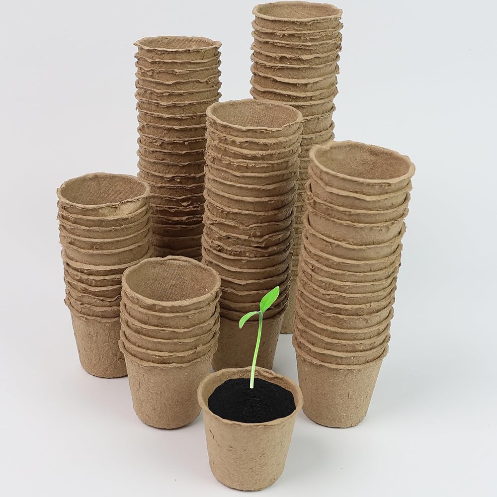 DIVCHI 96x 6cm Biodegradable Seedling Pots Paper Cups for Herbs Vegetables