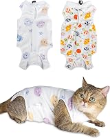 ANWA Cat Recovery Suit Breathable Surgery Onesie for Female Cats