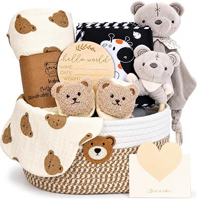 Topsky Newborn Baby Gift Basket Hamper Set Unisex Cotton Rope Basket