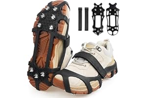 Crampons Ice Cleats for Shoes and Boots, Upgraded 9 Studs Anti-Slip Ice Grippers Snow Traction Cleats for Walking on Snow Ice