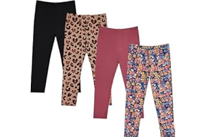 BTWEEN Stylish Girls' Leggings Set - Comfortable, Durable, and Versatile - Pack of 4 with Unique Patterns