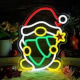 Christmas Elf Neon Sign Cute Santa Claus Light with Dimmable LED USB Powered for Bedroom Wall Party Decor Present Gnome (10.1 x 12.8 inches)