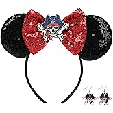 Vermeyen Mouse Ears Headband and Earrings Set for Women - Adult Pirate Costume Accessories Halloween Party