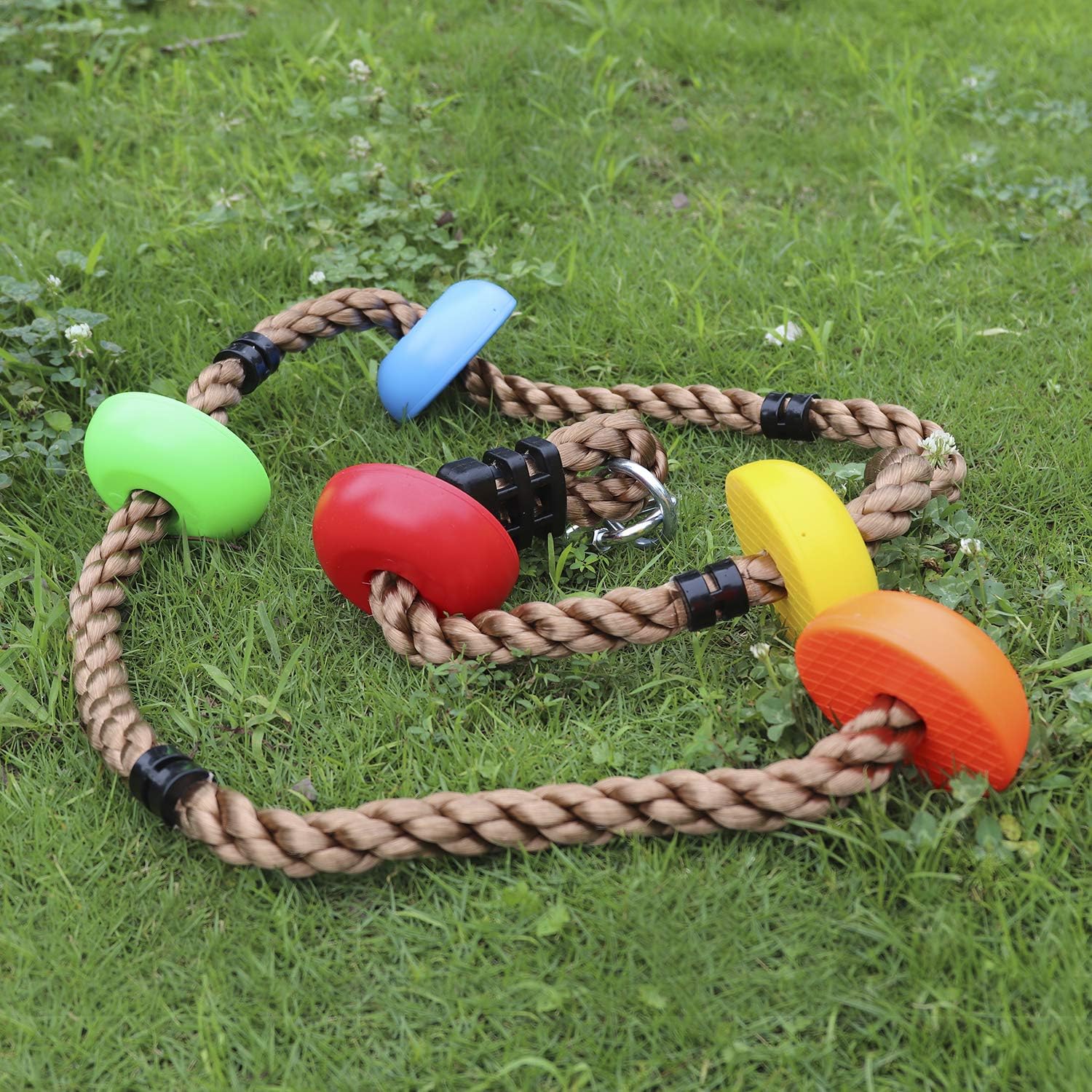 Rainbow Craft Colorful Climbing Rope - 6.5ft with 5 Knotted Foot - Kids Ninja Rope for Ninja Slackline Obstacle Course Accessories Kids Swing Set Backyard Play: Toys & Games