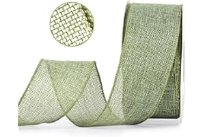 YAMA Burlap Wired Ribbon, Moss Green, 2-1/2 inch x 20 Yards, for Crafts, Wreath, Bow Making, Gift Wrapping, Christmas and Home Decoration