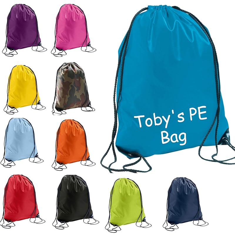 Personalised childrens Drawstring PE Swimming Bag Girls Boys Kids