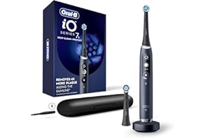 Oral-B iO Deep Clean + Protect Rechargeable Electric Toothbrush, Black with a iO Series 7 Toothbrush, 2 Replacement Brush Heads, and a Charging Travel Case