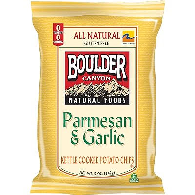 Boulder Canyon Kettle Chips, Parmesan &amp; Garlic, 5-Ounce Bags (Pack of 12)