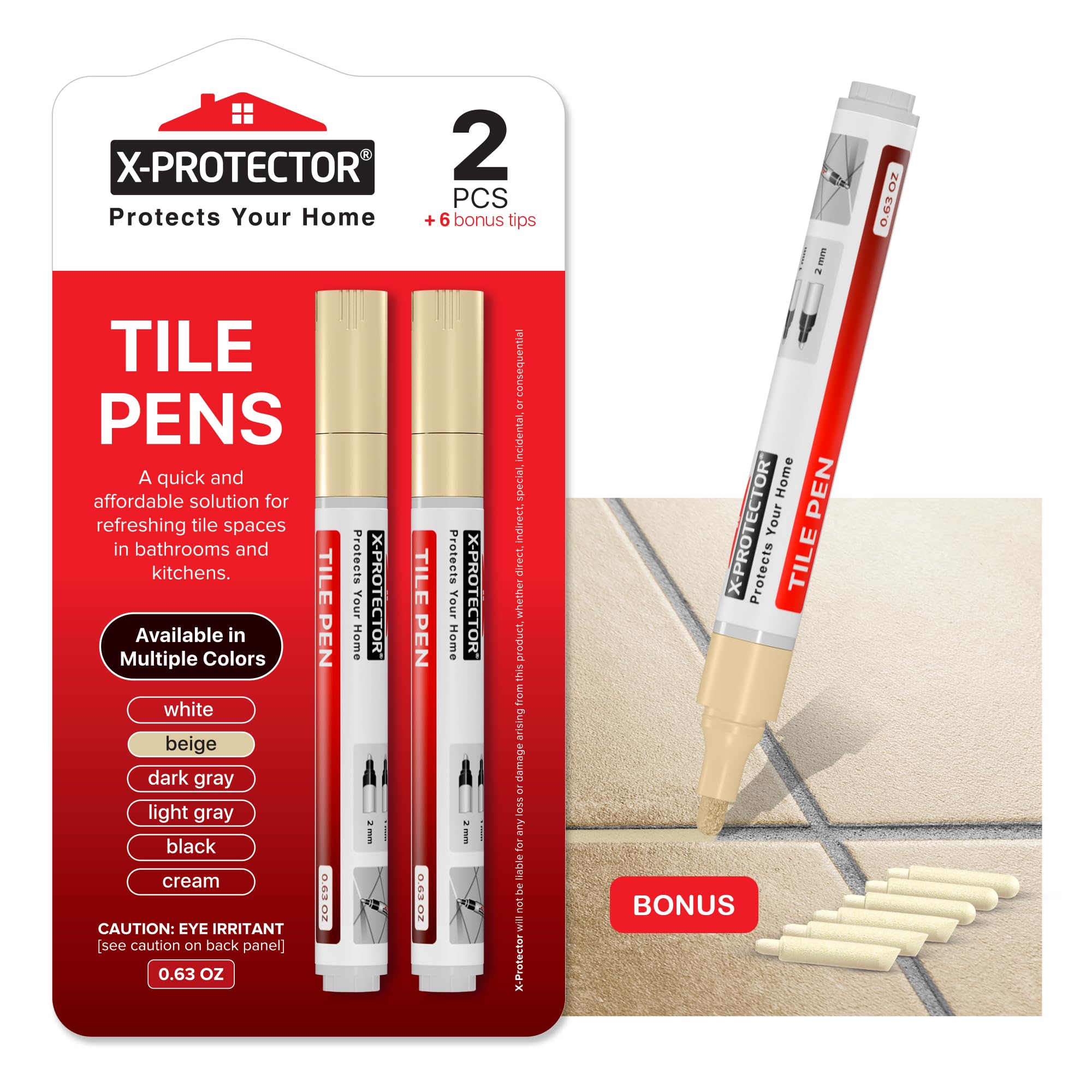 Photo 1 of X-Protector Water Based Grout Marker - 2 PCS with 8 Tips, True Beige