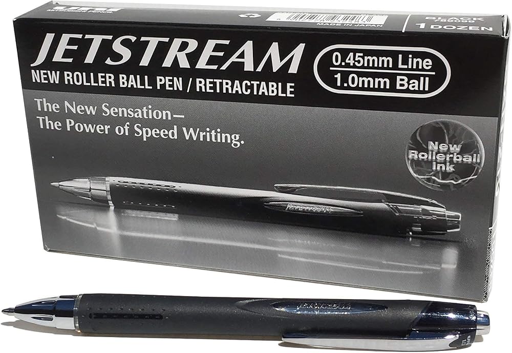 uni-ball Jetstream RT Retractable Rollerball Pen Black Ink 1.0mm Pack of 12