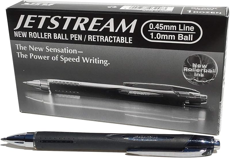 uni-ball Jetstream RT Retractable Rollerball Pen Black Ink 1.0mm Pack of 12
