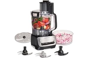 Hamilton Beach Stack & Snap Duo Food Processor & Vegetable Chopper, 500 Watts, 14 Cup + 4 Cup Mini Bowls, Stainless Steel Bla