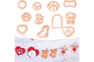 Puocaon Puppy Face Polymer Clay Cutters - 11 Shapes, Embossing Cute Dog Clay Cutters for Jewelry Making, Paw Print Clay Earri