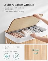 SONGMICS LCB091N01 150L 3-Compartment Laundry Basket with Bamboo Lid view 4