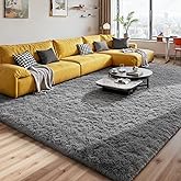 Modern Soft Fluffy Small Shaggy Rug for Bedroom Livingroom Dorm Kids Room Indoor Home Decorative, Non-Slip Plush Furry Fur Area Rugs Comfy Nursery Accent Floor Carpet 5X7 Feet, Smoke Gray