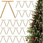 HEYTIMI 60 Pcs Khaki Christmas Velvet Bows for Christmas Tree, 5x7 Inch Pre-Tied Vintage Ribbon Bows Ornaments for Gift Wrapping Wreaths Garland Xmas Holiday Décor (3/8")