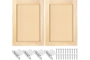 Cinnvoice 2 Pcs 16.25'' W x 22.5'' H Unfinished Pine Kitchen Cabinet Door Replacement with 4 Pcs Cabinet Hinges Wood Shaker Door Front Replacement for Kitchen, Bathroom, Vanity