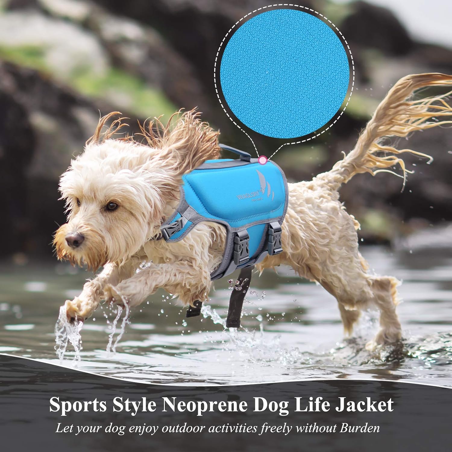 VIVAGLORY High Buoyancy Dog Life Jacket, Swim Vest with Handle, Dog Life Jacket for Swimming & Boating, Buoyancy for Doggy XS, Blue - Image 4